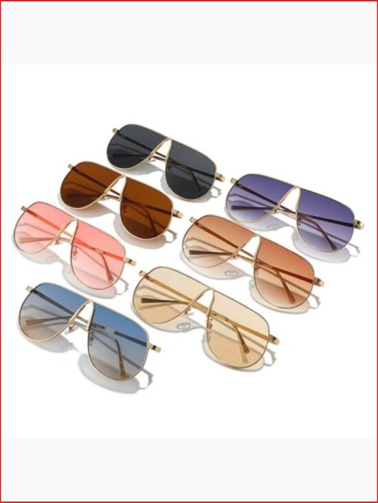 Vintage 70s Oversized Aviator Sunglasses Gold Metal Frame UV Protection Big main image 5